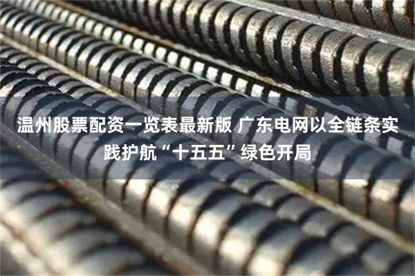 温州股票配资一览表最新版 广东电网以全链条实践护航“十五五”绿色开局